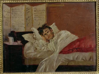 Arthur Rimbaud (1854-91) in zijn Bed in Brussel